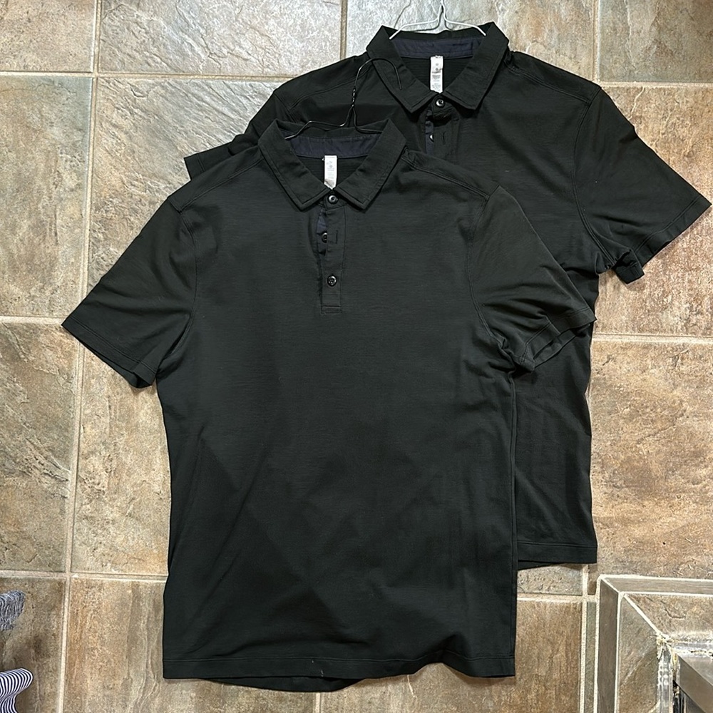 Two Lululemon Polo Shirts black size medium